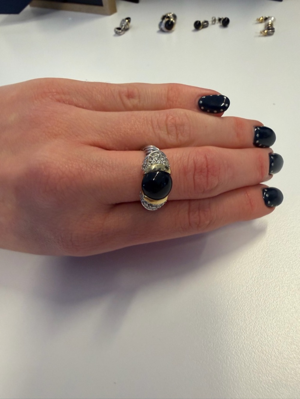 David Yurman Black Onyx and Two-Tone Statement Ring